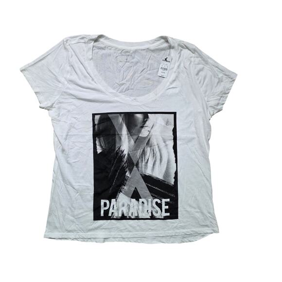 Express Paradise Graphic T-Shirt Women XL White Casual NWT - Picture 1 of 6